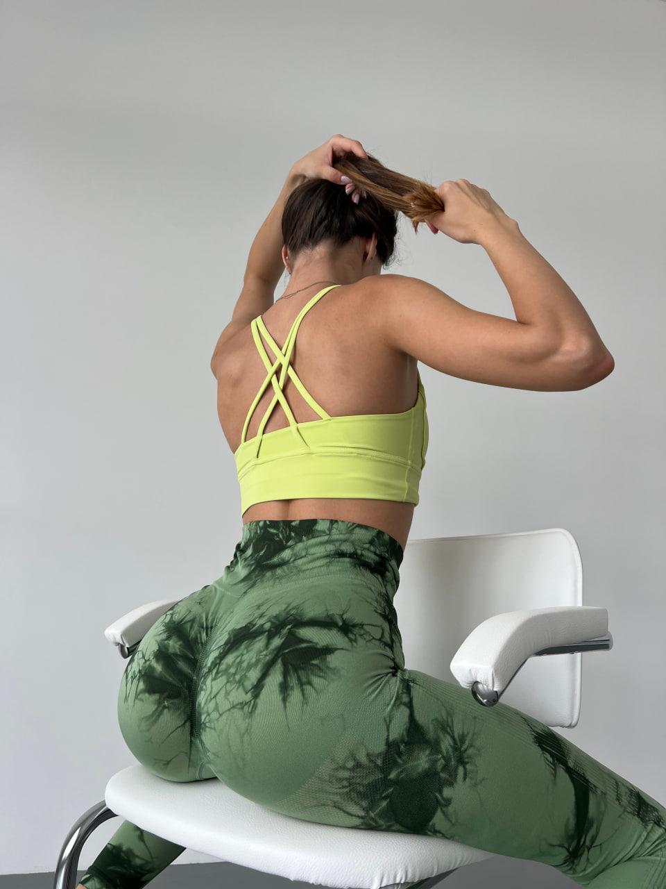 Леггинсы с мраморным принтом S Зеленый (HX0130000S) - фото 7