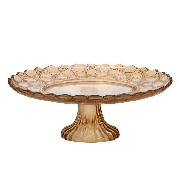 Фруктовница на ножке из толстого стекла 29 см Коричневый