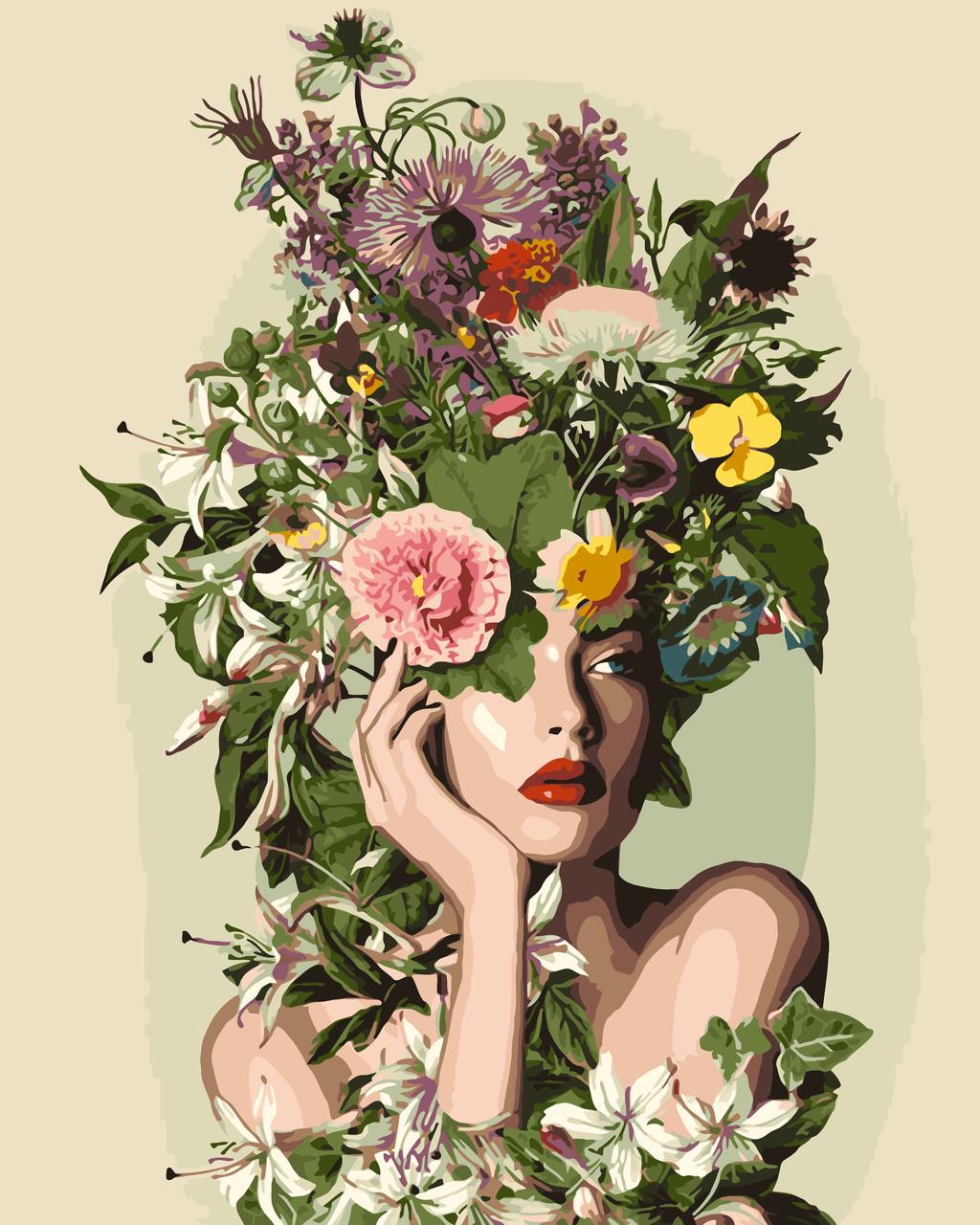 Картина по номерам Origamі Девушка с цветочным ароматом LW 3185 40x50 см (1627369216)