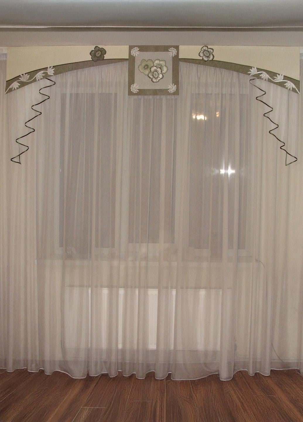 Ламбрекен жорсткий Firanka Flowers 200 см Молочний (84_6ж)