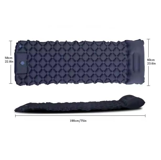 Матрац надувний туристичний Sleeping Pad із подушкою та вбудованим насосом 190х60см Black (3_04751) - фото 3