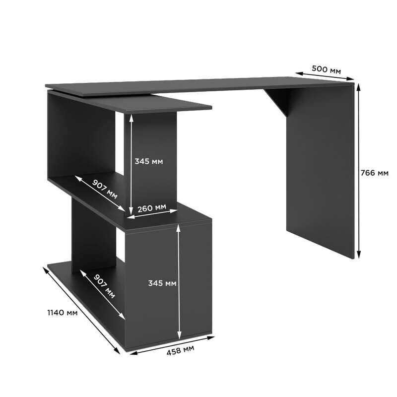Стол компьютерный Джеко 1200 поворотный с полками 120х50х76,6 см Нимфея альба (24279286) - фото 4