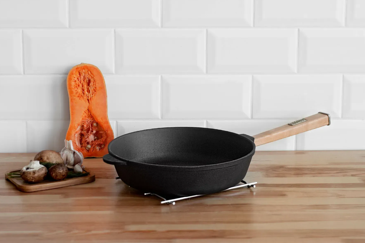 Сковорода чавунна Brizoll Optima з дерев'яною ручкою 260х60 мм - фото 7