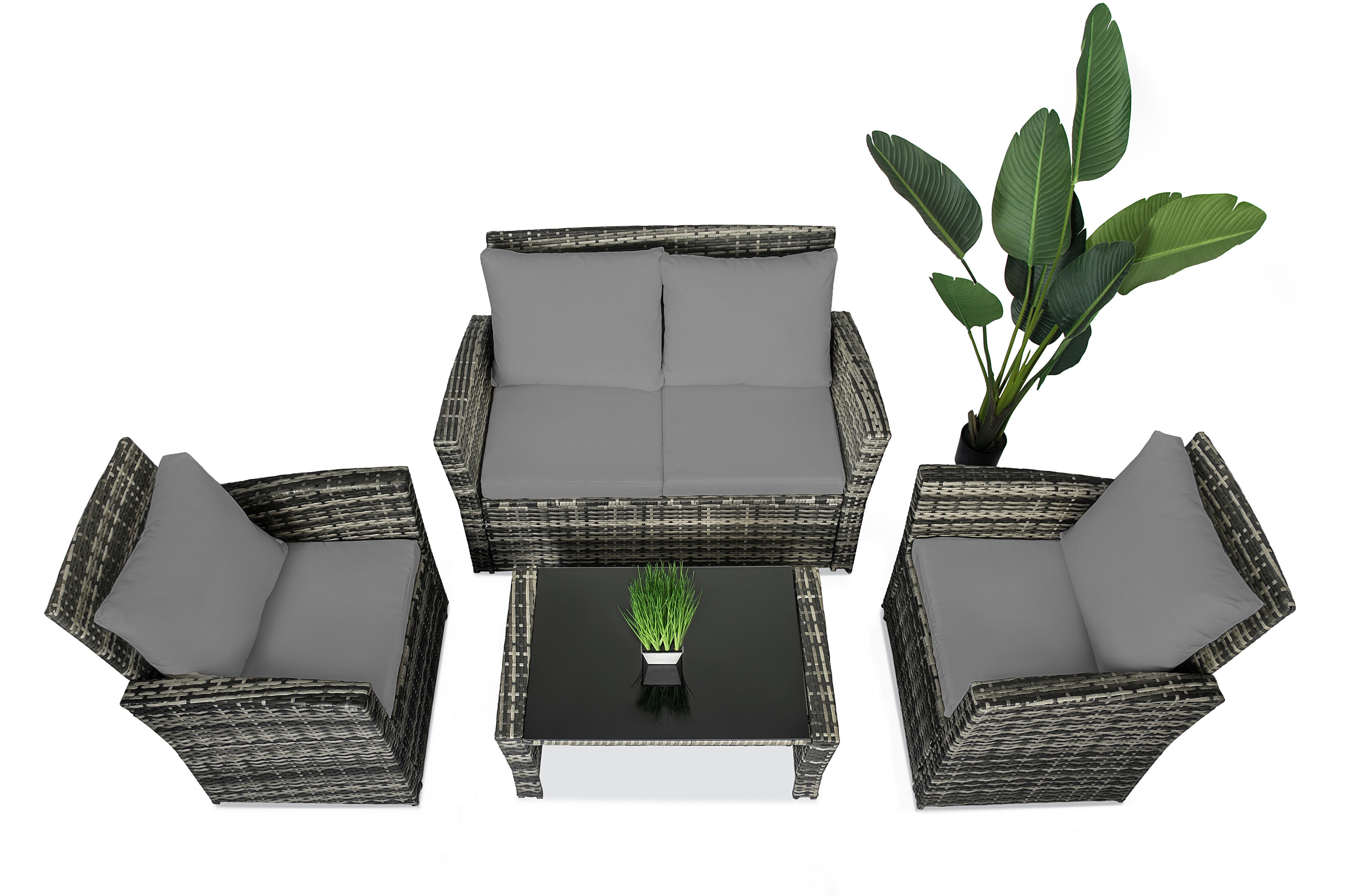 Набор садовой мебели Just Relax Comfort Grey с ротанга со стальным каркасом Черный/Серый (JR-210)