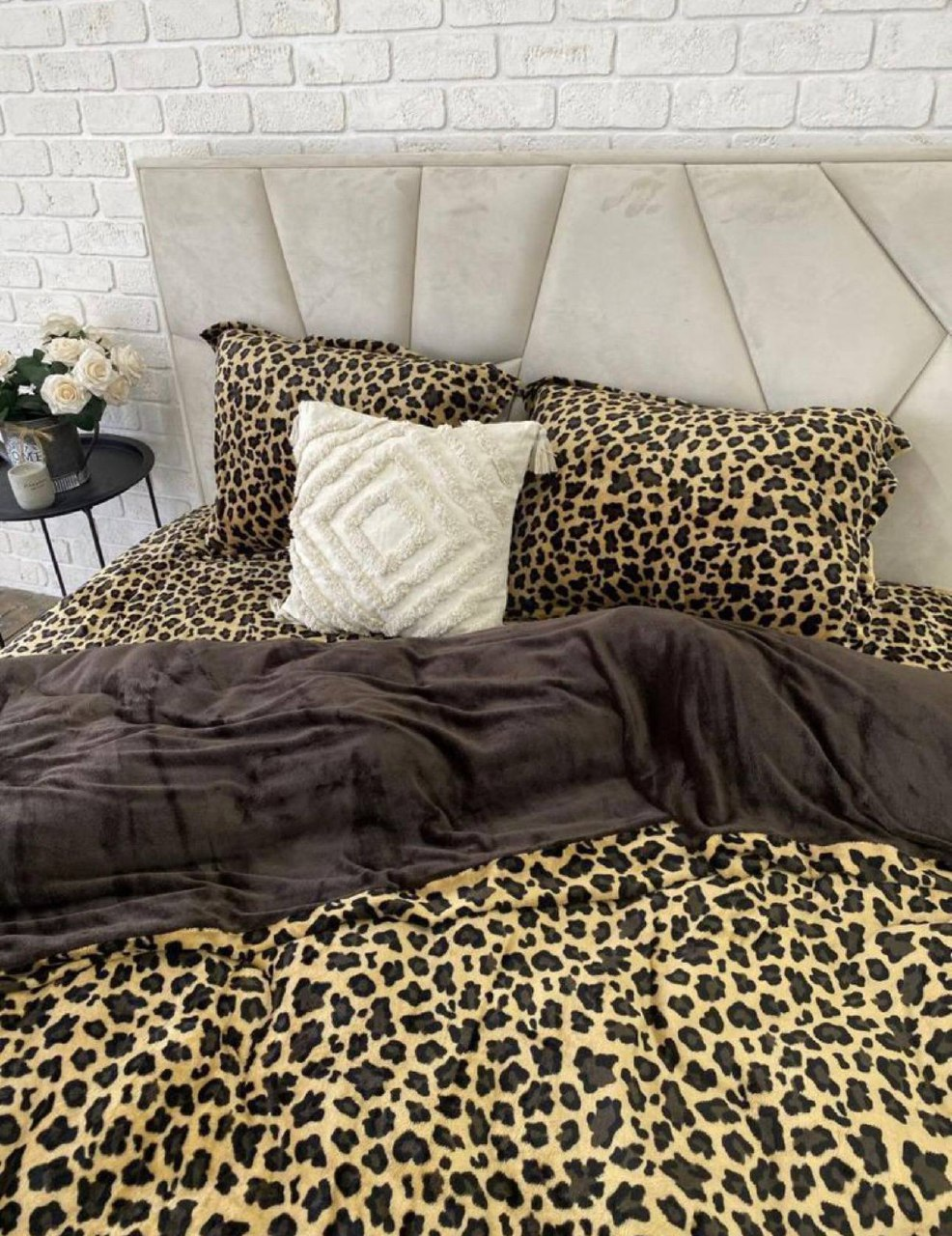 Постільна білизна плюшева мікрофібра пухнаста полуторний 50х70 см Жовтий із коричневим