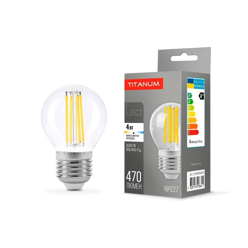 Лампа светодиодная TITANUM Filament G45 4W E27 4100K (11618)
