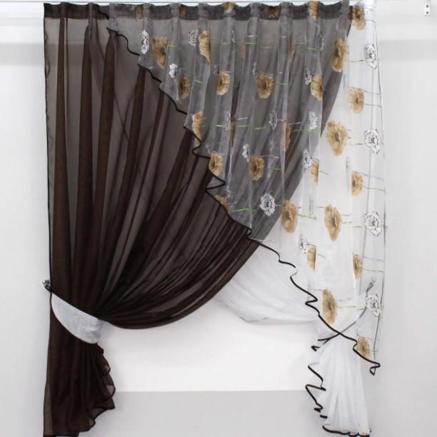 Кухонні фіранки 300х170 см Венге/Білий (063к) - фото 2 Кухонні фіранки 300х170 см Венге/Білий (063к) - фото 2