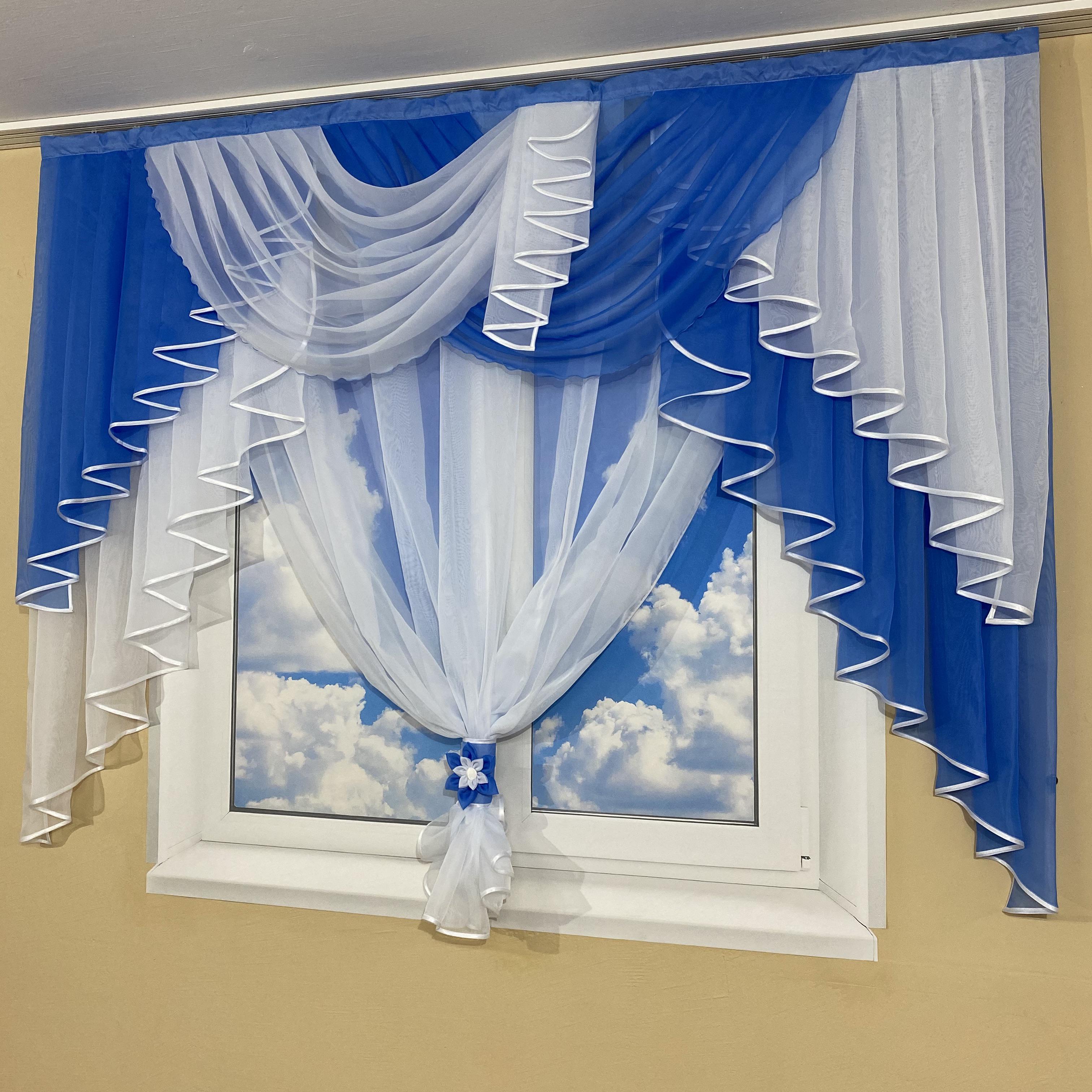 Ламбрекен с тюлью TG Home №431 Голубой (431-9) - фото 2