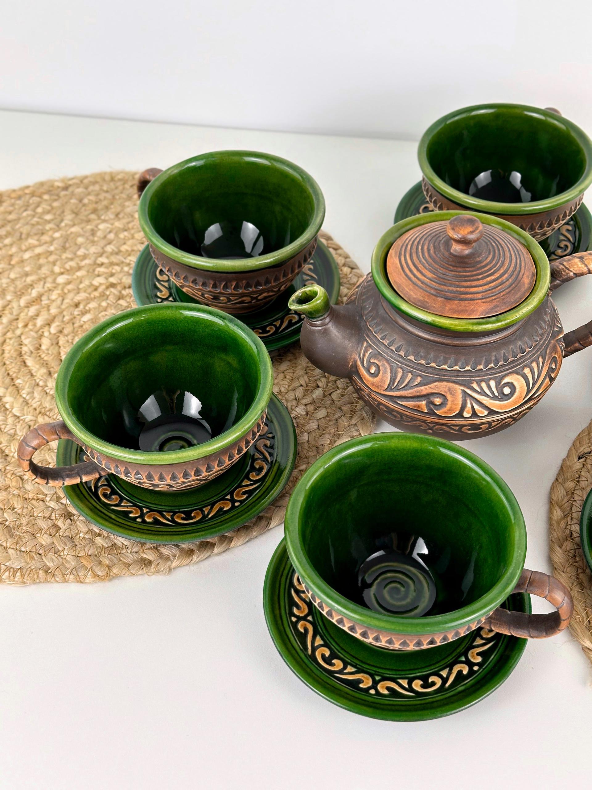 Набір глиняного посуду для чаювання Гражда на 6 чоловік Коричневий (17019-27) - фото 8