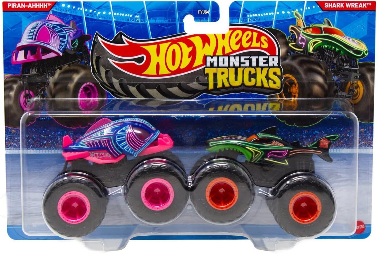 Набір автомоделей Hot Wheels Monster Trucks Piran-Ahhhh vs Shark Wreak Монстер Трак Піранья і Акула 1:64 (FYJ64/JLV8)