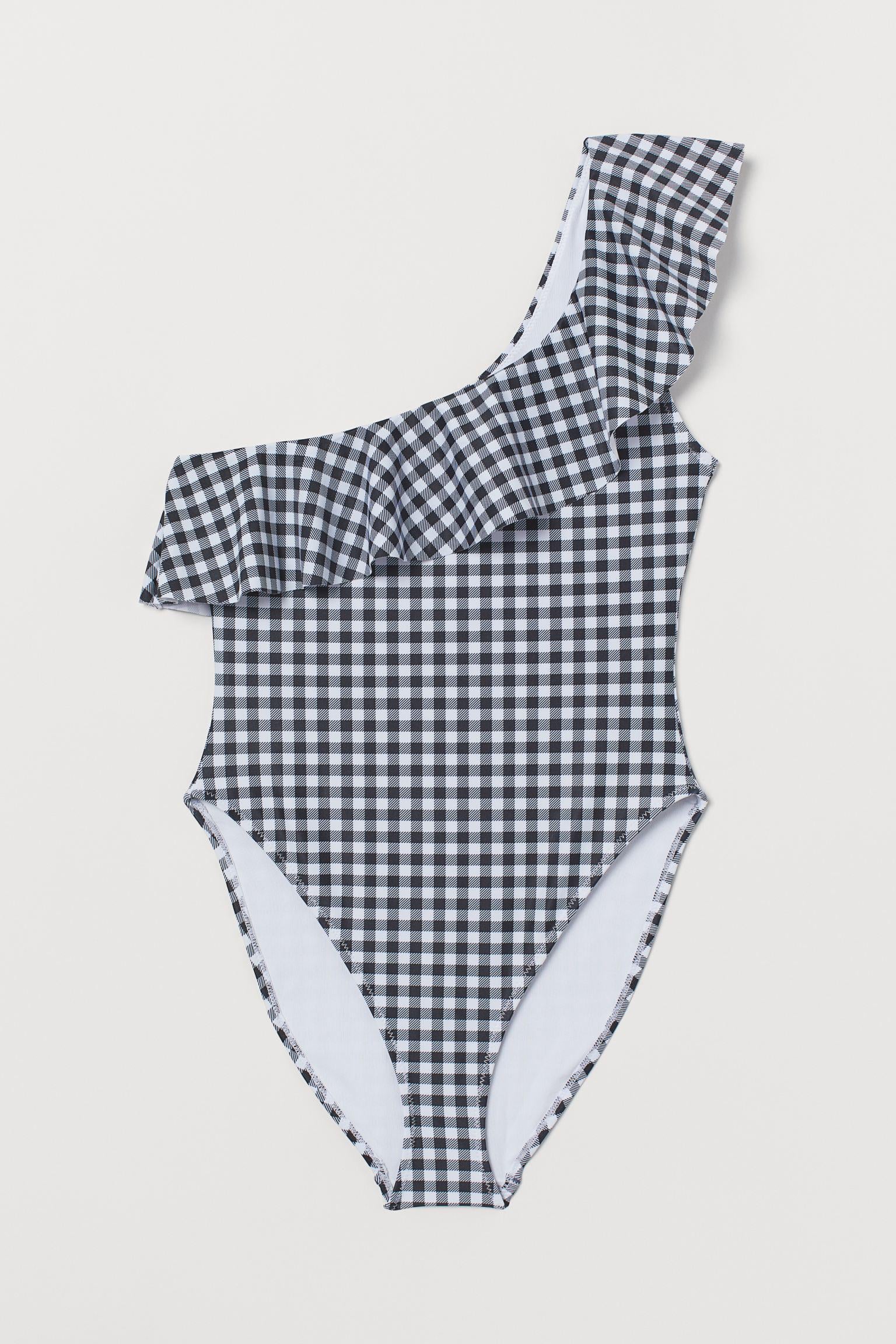 Купальник H&M Клітинка р. 46 Біло-чорний (7436040)
