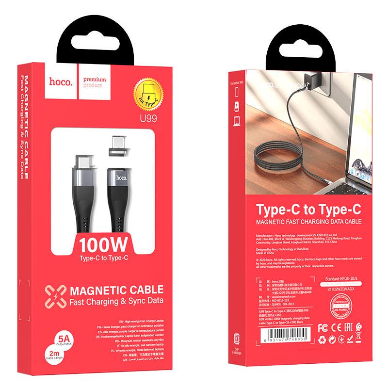 Дата кабель Hoco U99 Vortex Type-C to Type-C 5А 100W 2 м Black - фото 6 Дата кабель Hoco U99 Vortex Type-C to Type-C 5А 100W 2 м Black - фото 6