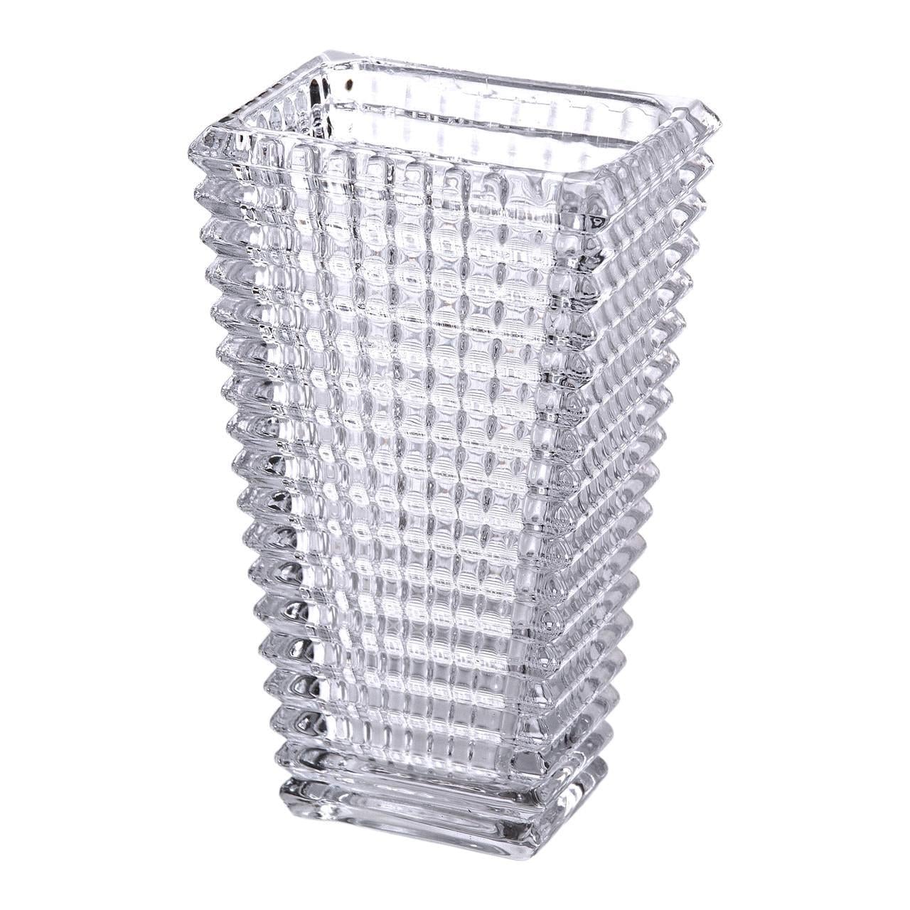 Ваза декоративная прямоугольная для цветов из стекла 17 см (HP-1721)