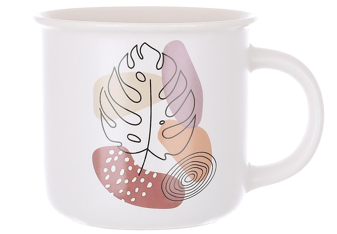 Набор кружек фарфоровых BonaDi Leaf 370 мл 4 шт. Белый (994-011)