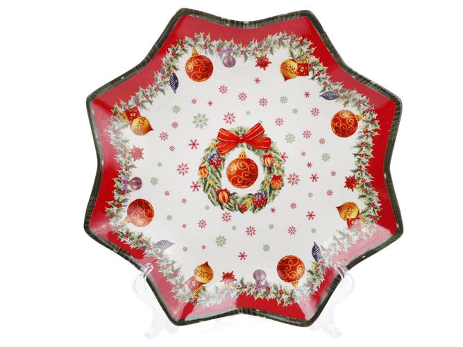 Блюдо фарфоровое Рождественский орнамент 25 см (BDI-498-222) Блюдо фарфоровое Рождественский орнамент 25 см (BDI-498-222)