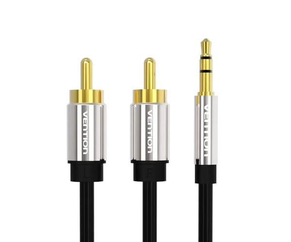 Кабель Vention BCFBG Male to 2RCA Male Audio Cable 3,5 мм 1,5 м Silver