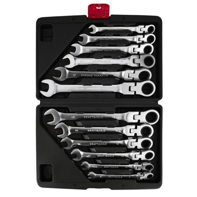 Набір ключів ріжкових накидних з тріскачкою Kraft&Dele KD11304 8-19 мм 12 шт. - фото 13 Набір ключів ріжкових накидних з тріскачкою Kraft&Dele KD11304 8-19 мм 12 шт. - фото 13