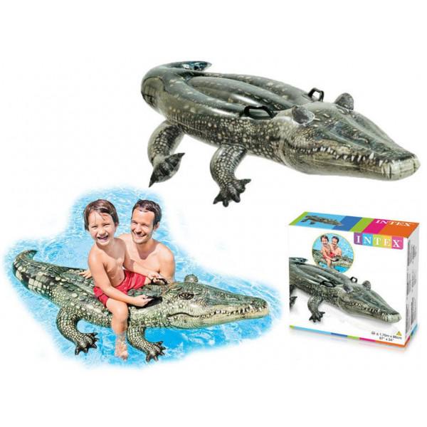 Дитячий надувний матрац-пліт Intex Крокодил з ручками 57551 170х86 см (2288) - фото 5