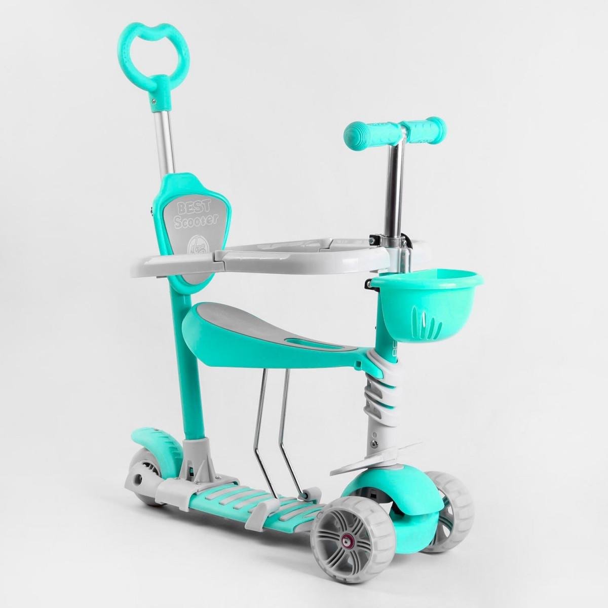 Самокат Best Scooter B-2011 5в1 с защитным бампером PU колеса 120х50 мм со светом Мятный (45896319) Самокат Best Scooter B-2011 5в1 с защитным бампером PU колеса 120х50 мм со светом Мятный (45896319)