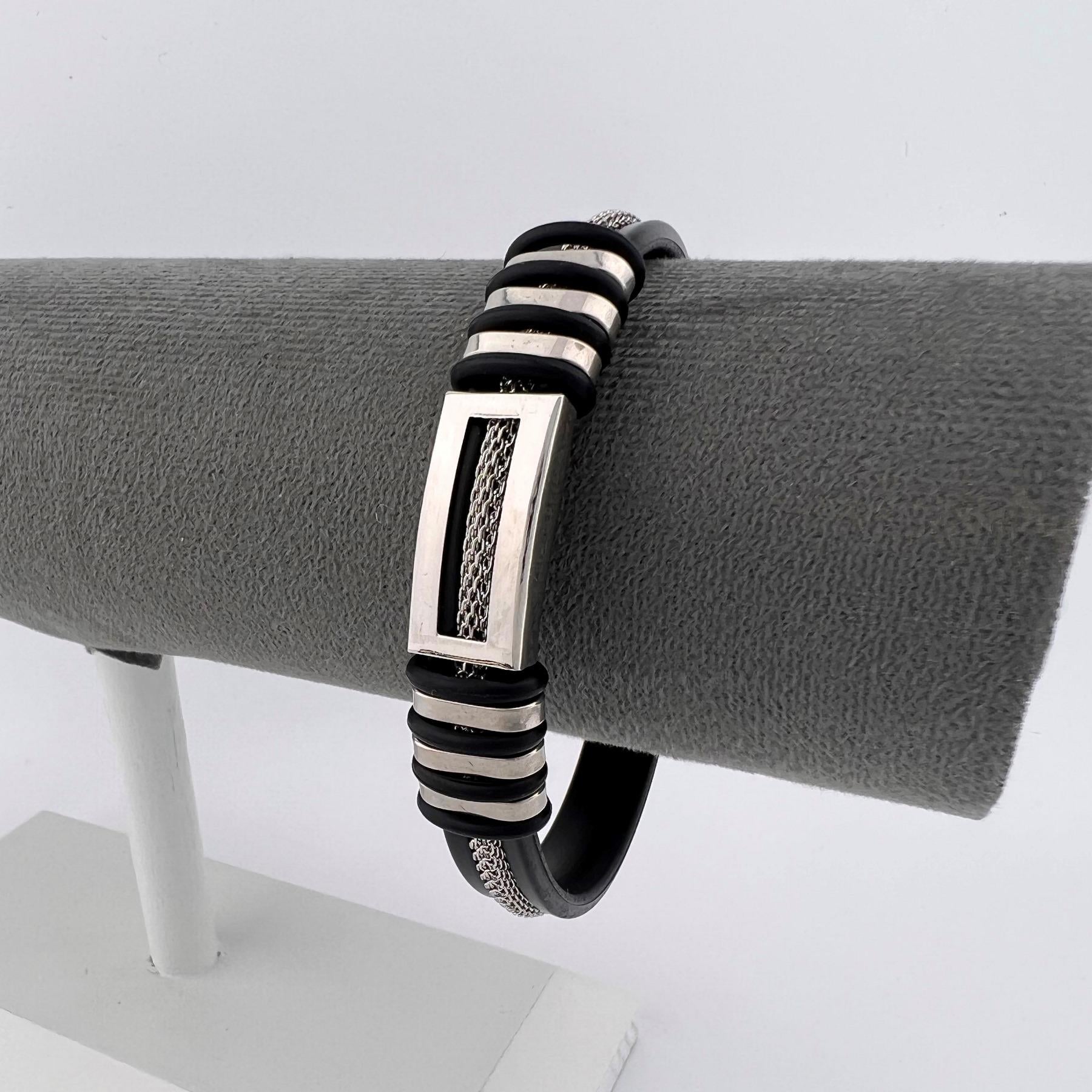 Браслет из медицинской стали на силиконовом ремешке 20 см (BSS-060)