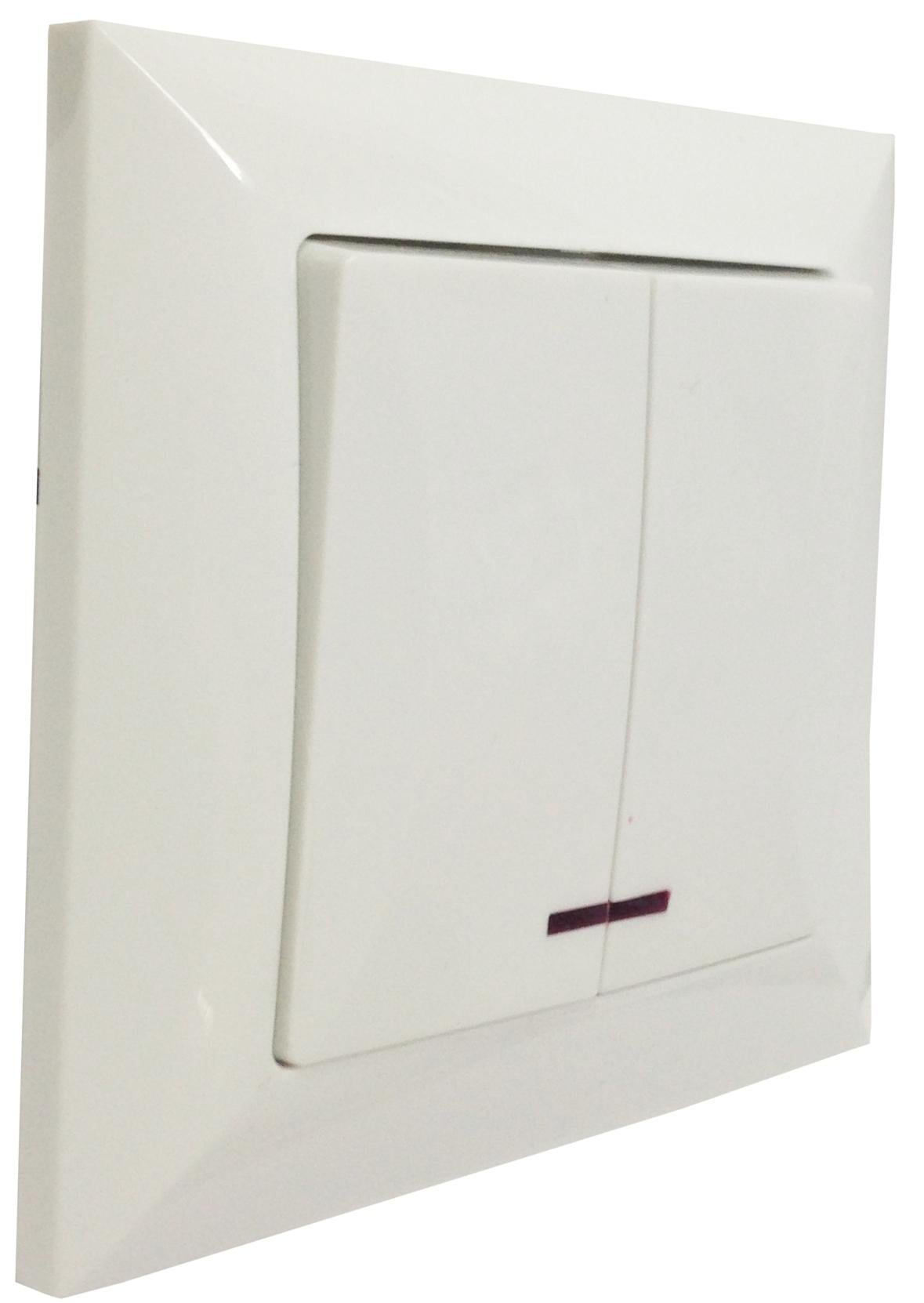 Вимикач двухклавішний 10А LUCCI Білий