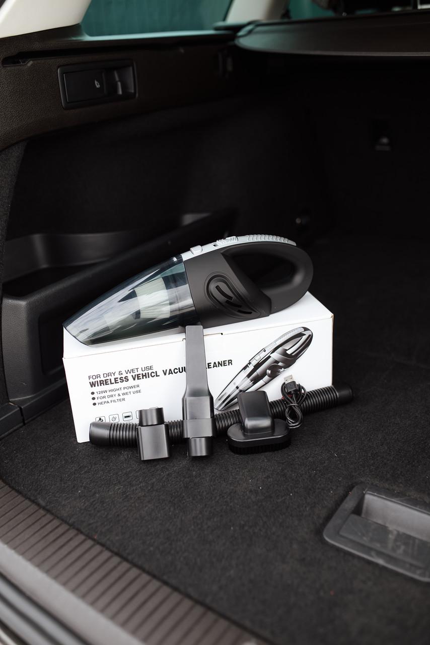 Автомобільний пилосос бездротовий Moltis M2 120W сухе/вологе прибирання USB зарядка Чорний (28112670) - фото 4