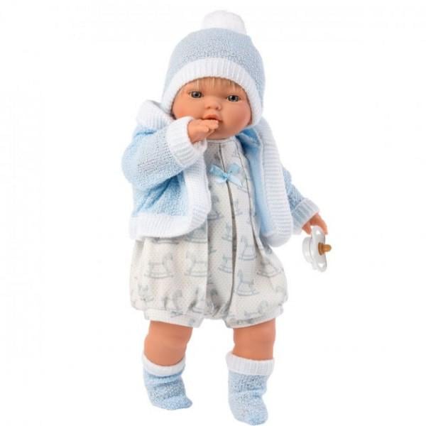 Кукла звуковая испанская плачущая Llorens виниловая Блондинка 33 см в пиджаке Голубой