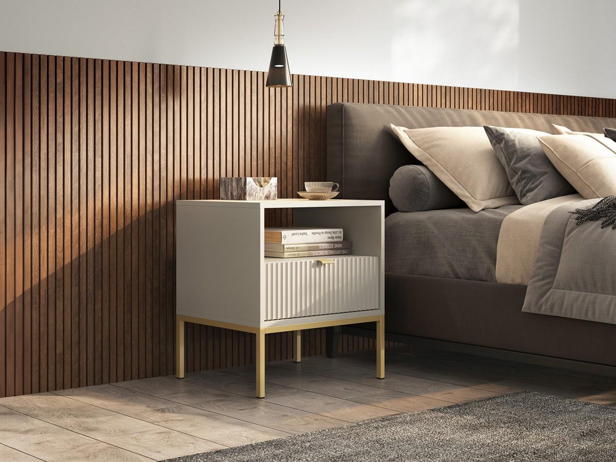 Тумба прикроватная Perfect Home Nova S54 с 1 ящиком и золотыми ножками Кашемир (PFH-091255) - фото 1 Тумба прикроватная Perfect Home Nova S54 с 1 ящиком и золотыми ножками Кашемир (PFH-091255) - фото 1