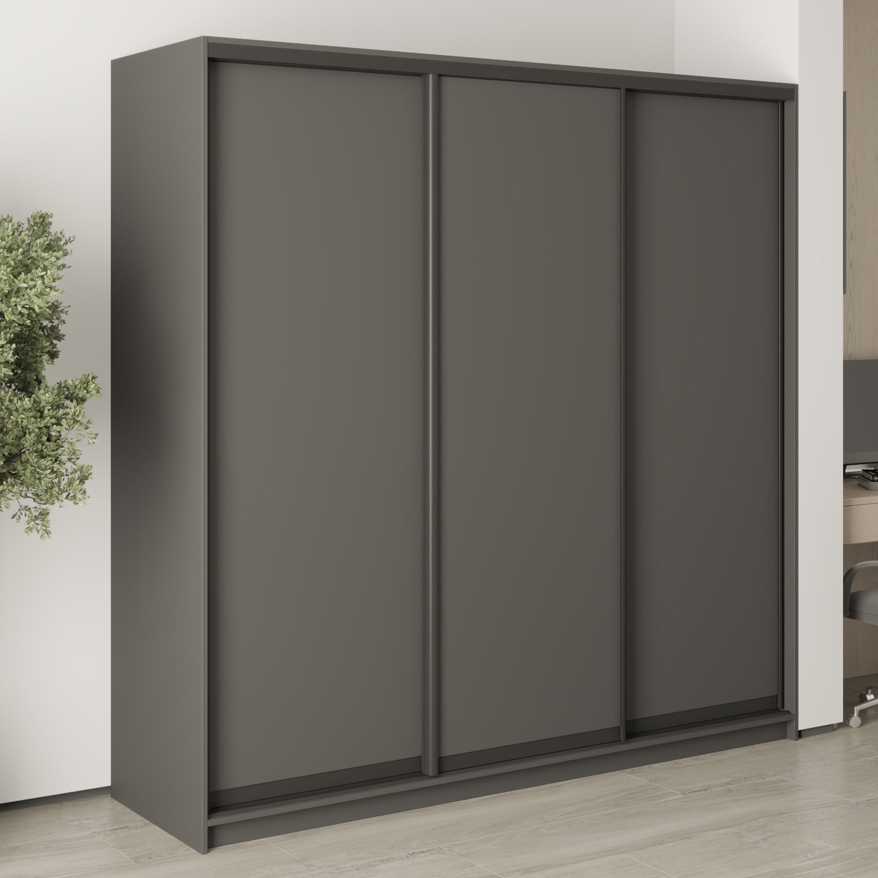 Шафа-купе тридверна Mebel Star Комбо BG MBS-8891 210х45х210 см Антрацит (1008880)