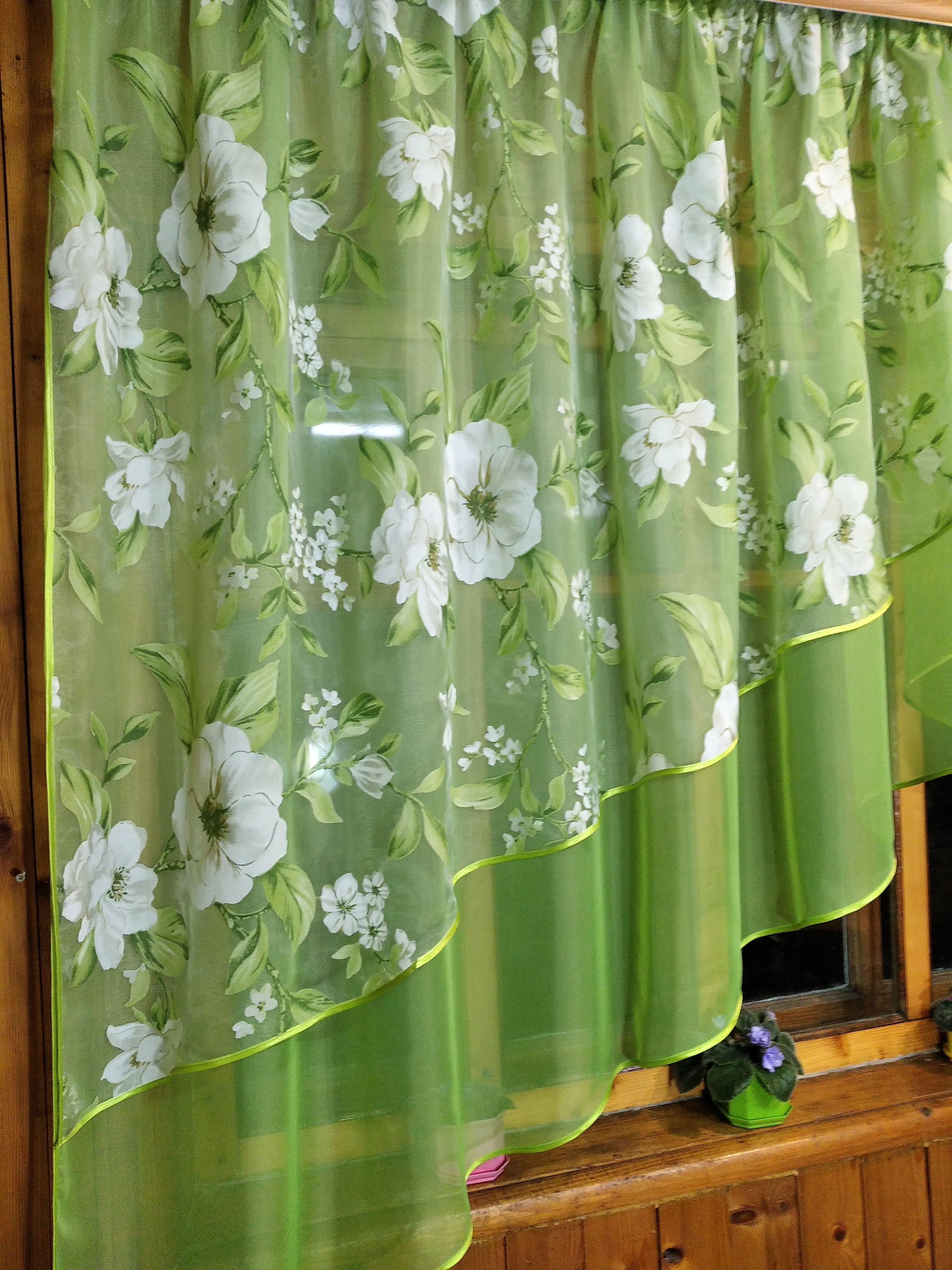 Занавеска короткая готовая Ника левая Салатовый/Яблочный (1216675073) - фото 4