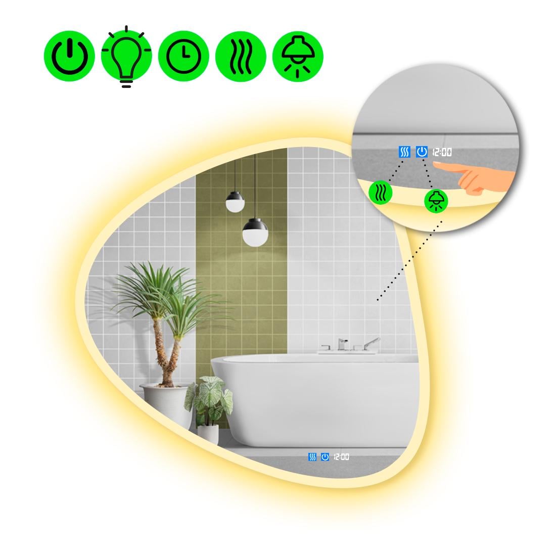 Зеркало с LED подсветкой Nuvola 3 с двумя сенсорами 140x140 см