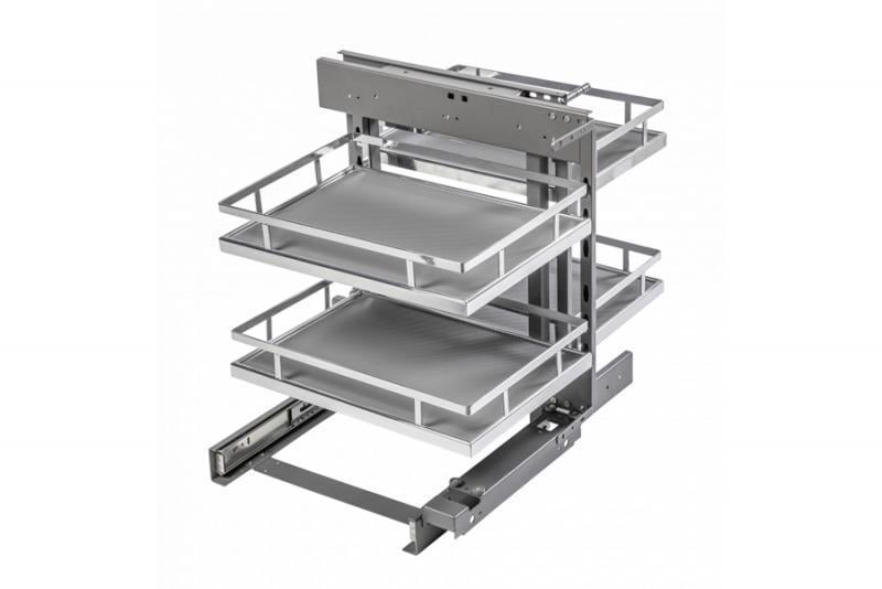 Карго для кухни универсальное GTV CORNER MovixPro с двумя выдвижными корзинами с дотягом 450 мм Хром (KO-WMC450-01)