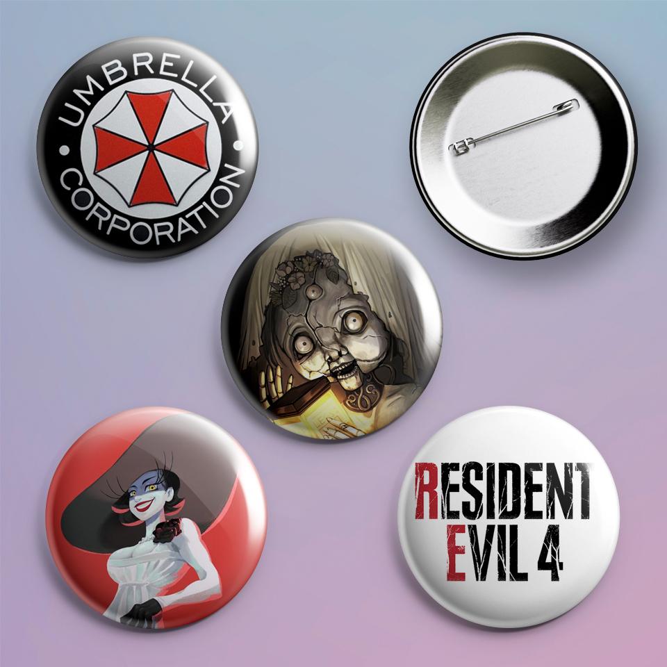 Значки на рюкзак с принтом игры Resident Evil 4 шт.