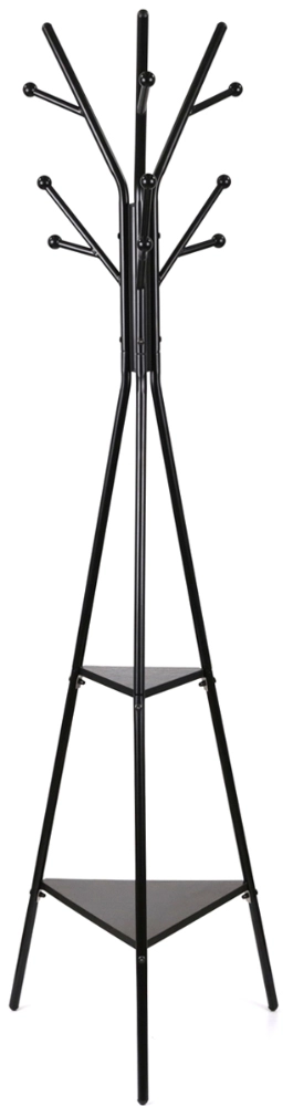 Вешалка стойка напольная с полками для прихожей АКЛАС Туя 182x50 см Черный