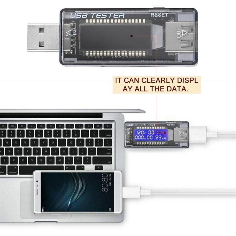 Тестер Keweisi KWS-V20 з навантаженням USB 1А/2А 72х135х23 мм Чорний - фото 2