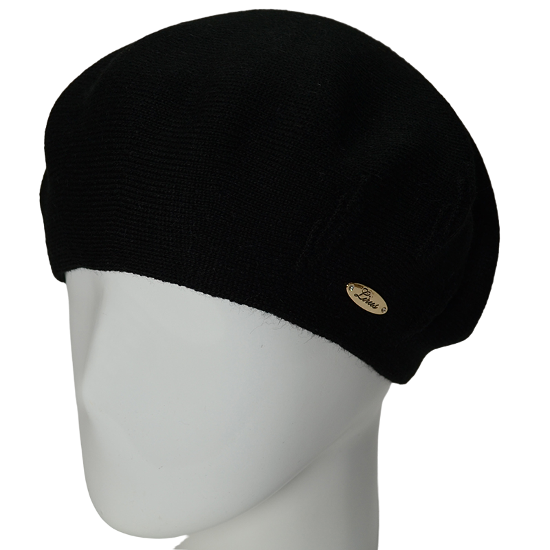 Берет женский Lirus Смородина двойной тонкой вязки Черный