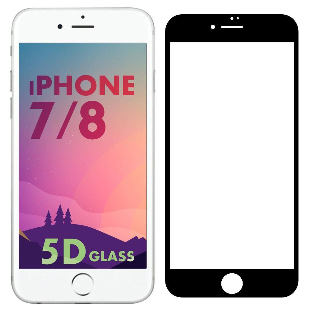 5D стекло iPhone 7 / 8 (Защитное Full Glue) Black (06623)