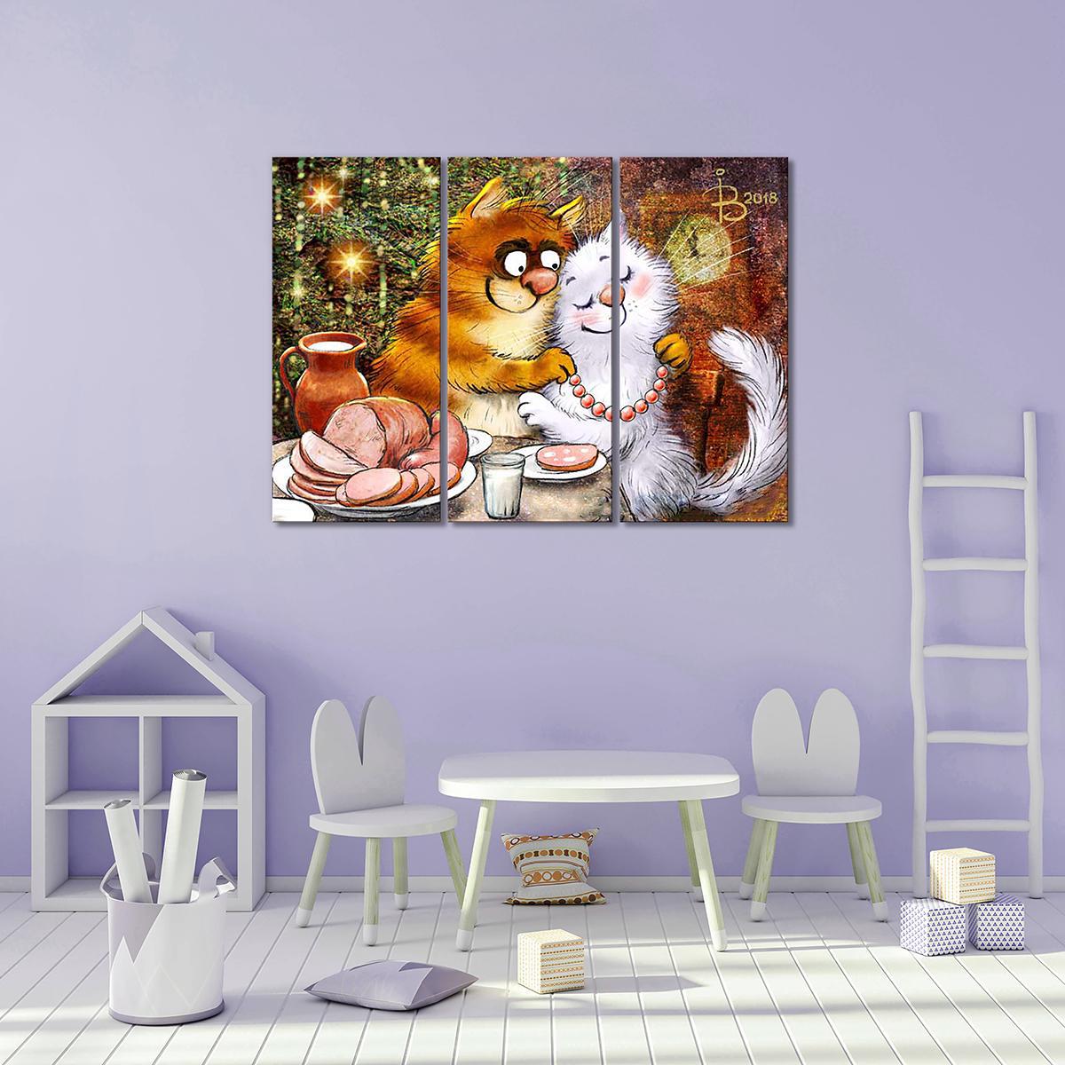 Модульная картина С новым счастьем. 3 модуля 50x75 см