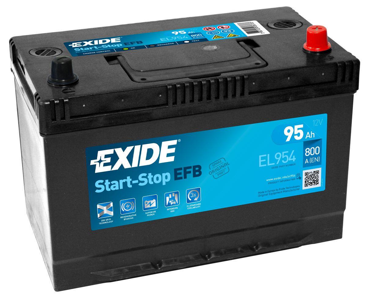 Аккумулятор автомобильный EXIDE Start-Stop EFB EL954 EN 6СТ-95Ah АзЕ ASIA 800A (76062)