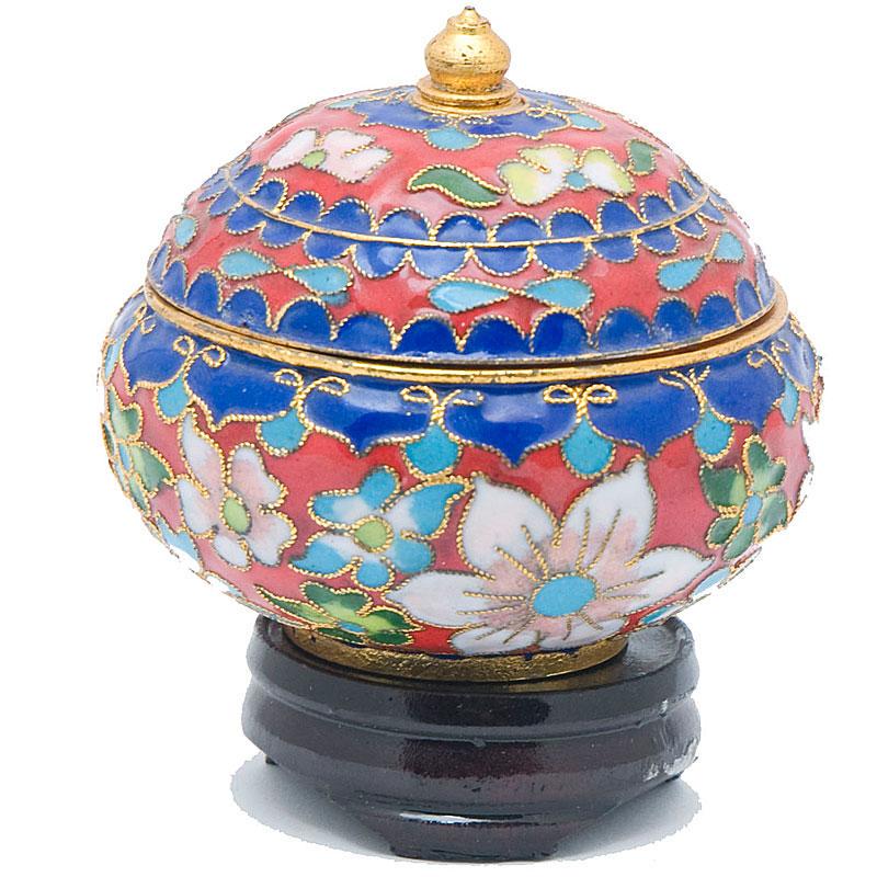 Ваза Бонбоньерка клуазоне с крышкой 7х7 см Красный (B0068)