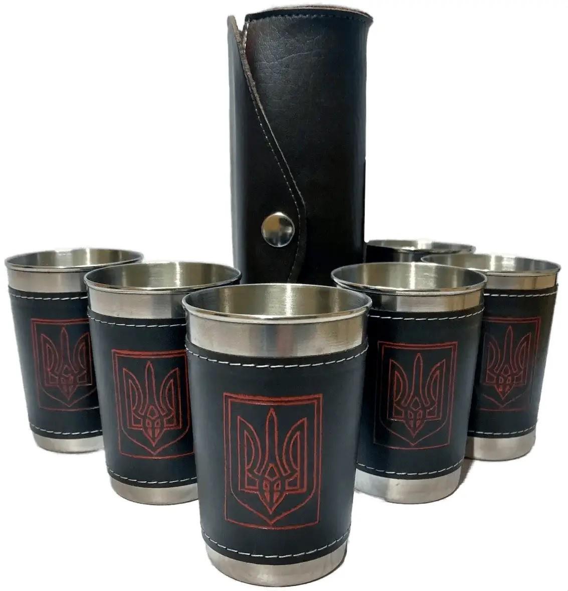 Набор производных стаканов Украина из нержавеющей стали в чехле 180 мл 6 шт. (S_JB02UA)