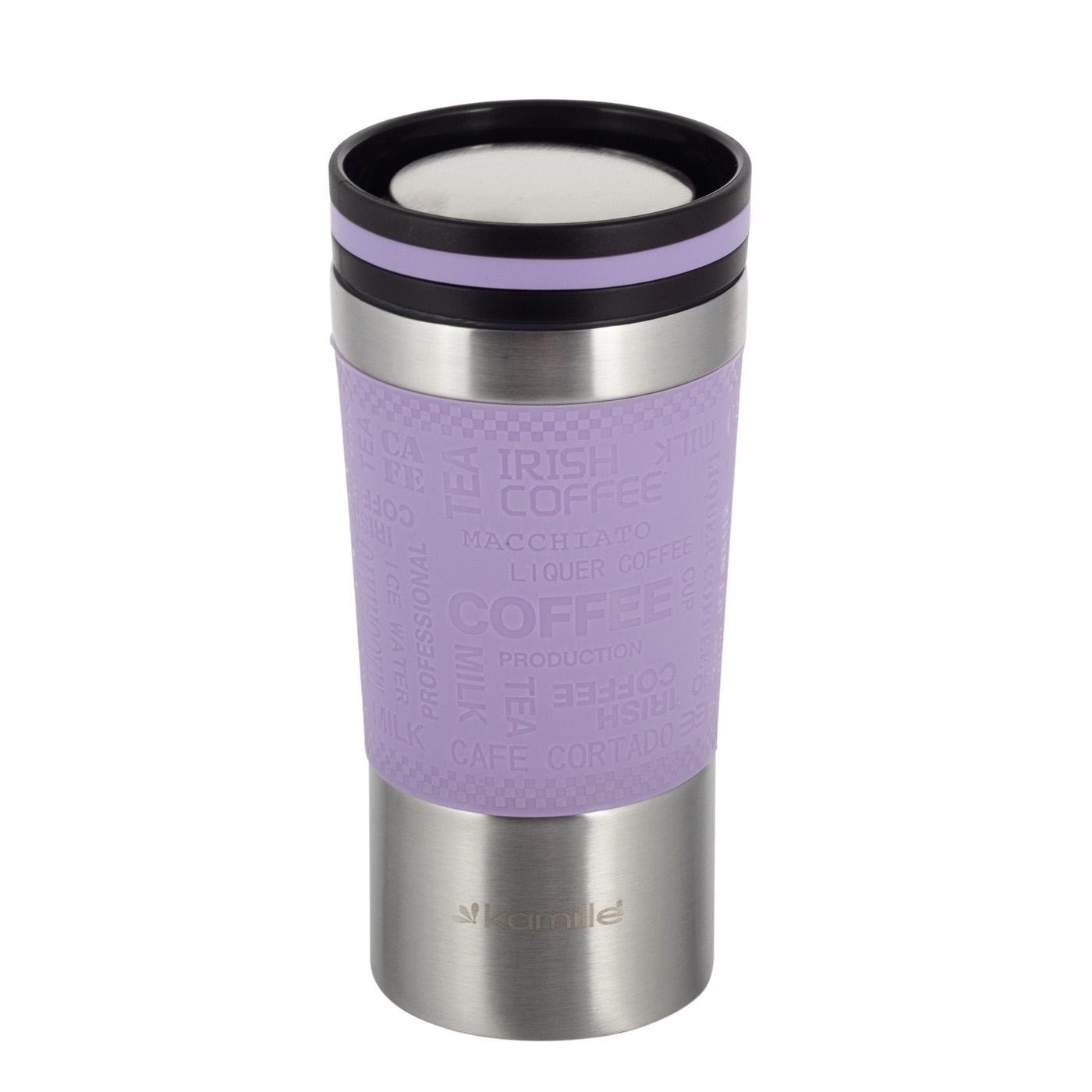 Термокружка Kamille из нержавеющей стали с TRP вставкой 380 мл Лиловый (2156)