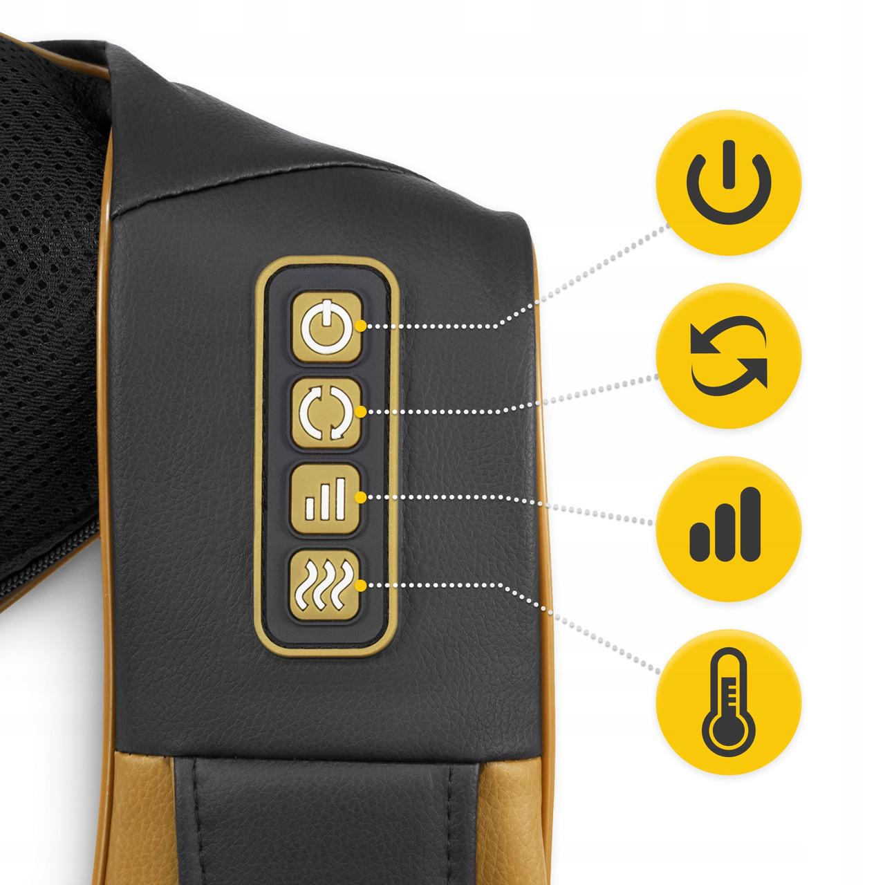 Накидка-масажер 4FIZJO Shiatsu Pro+ для шиї та спини Black/Gold (P-5907739312358) - фото 4