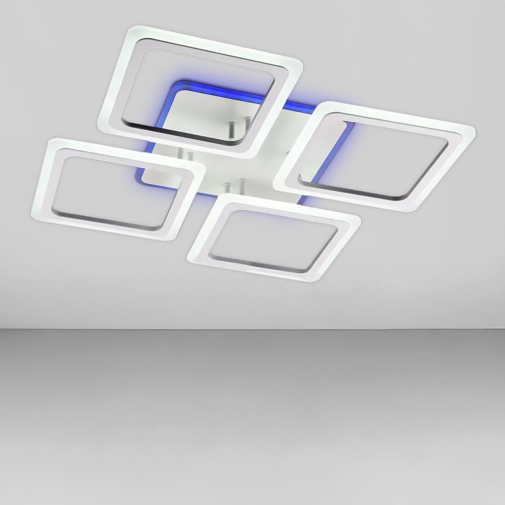 Люстра стельова світлодіодна з RGB підсвічуванням Light House SC-18194/4C WH/RGB 120W+10W 2.4G 630х630х80 мм Білий