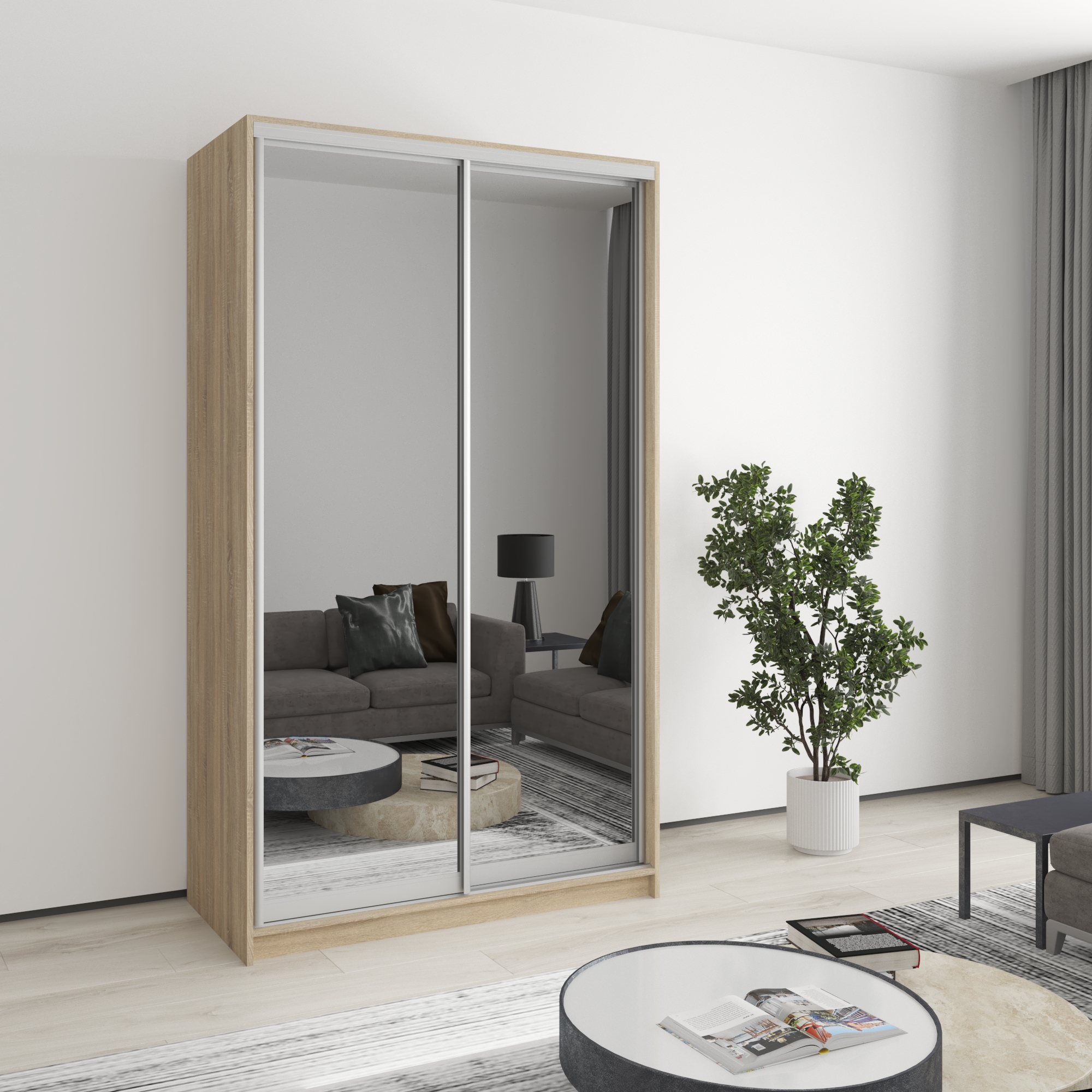 Шкаф-купе двухдверный Mebel Star Стандарт AL MBS-2533 120х60х210 см Дуб сонома (1003487)