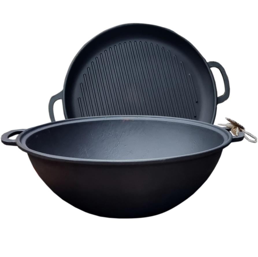 Казан чавунний Maysternya V12СРGr з кришкою-сковородою гриль 12 л (2566707388)