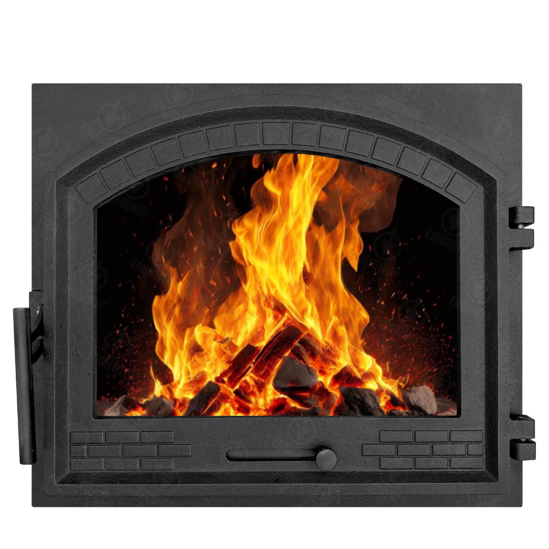 Дверцята пічні Булат Замкова зі склом чавунні з регулятором тяги XL 490х420 мм