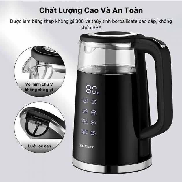 Електрочайник Sokany SK-09050 дисковий 2200 Вт 1,7 л (30106862) - фото 3