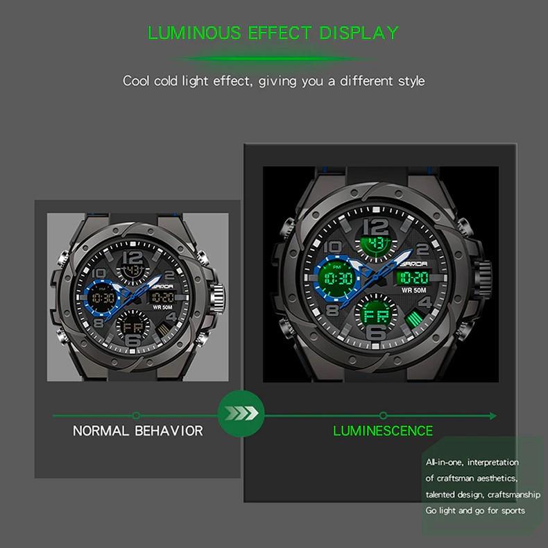 Наручные часы мужские Sanda военные противоударные водонепроницаемые с подсветкой Черный (6008) - фото 9 Наручные часы мужские Sanda военные противоударные водонепроницаемые с подсветкой Черный (6008) - фото 9