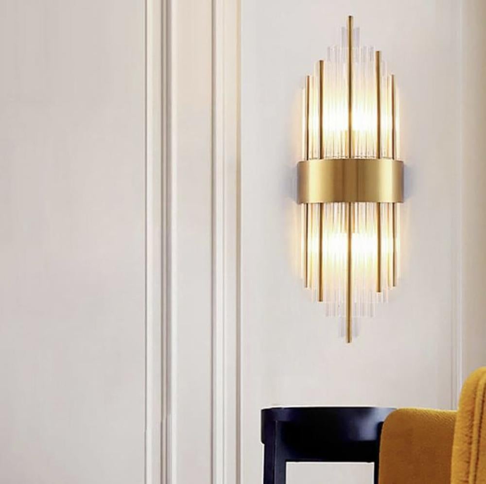 Бра Line.F WM 222/2 GD настенное со стеклянными и металлическими трубочками (937_1391)